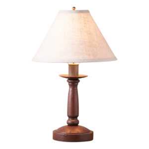 Americana Plantation Red Butcher Lamp in Americana Red with Linen Fabric Shade