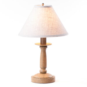 Americana Pearwood Butcher Lamp in Americana Pearwood with Linen Fabric Shade
