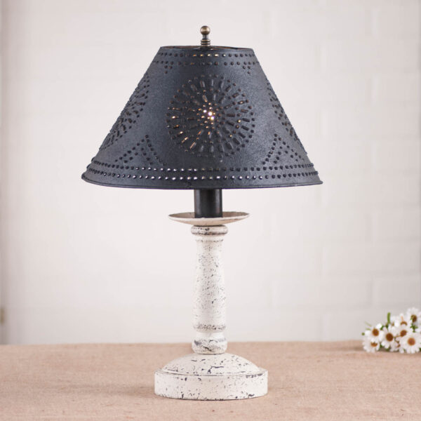 Americana White Butcher's Lamp in Americana White with Textured Metal Shade Lamps