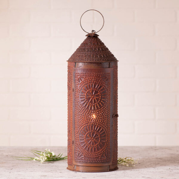 Rustic Tin 22-Inch Chimney Lantern in Rustic Tin Accent Lights