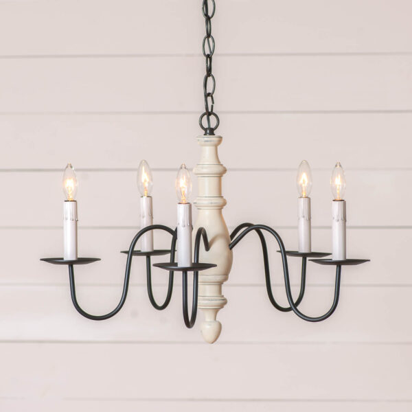 Rustic White 5-Arm Country Inn Wood Chandelier in Rustic White Chandeliers - Wood