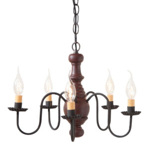 Americana Plantation Red 5-Arm Lancaster Wood Chandelier in Americana Red
