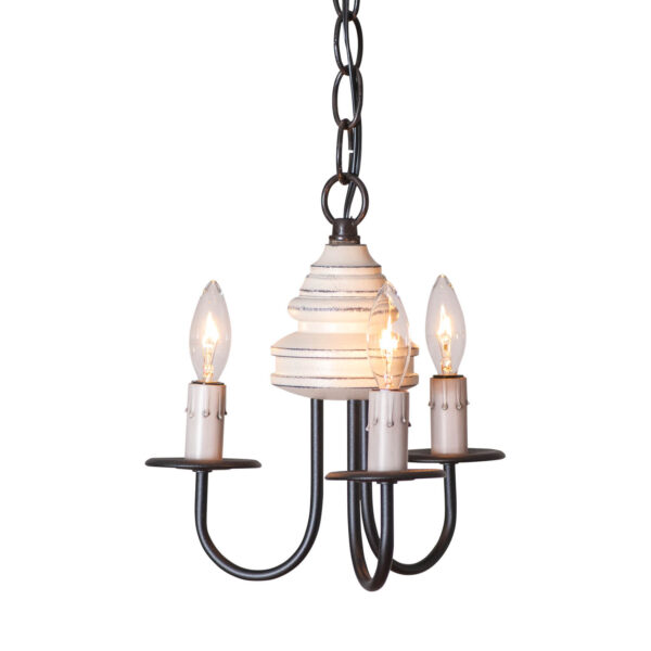 Rustic White 3-Arm Bellview Wood Chandelier in Rustic White
