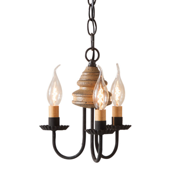Americana Pearwood 3-Arm Bellview Wood Chandelier in Americana Pearwood