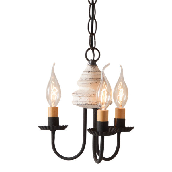 Americana White 3-Arm Bellview Wood Chandelier in Americana White