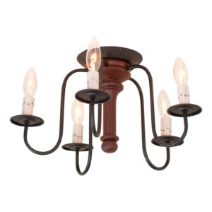 Rustic Red 5-Light Berkshire Semi-Flush Mount Wood Ceiling Light in Rustic Red