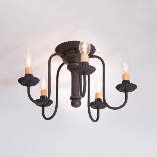 Americana Black 5-Light Berkshire Semi-Flush Mount Wood Ceiling Light in Black Ceiling Lights