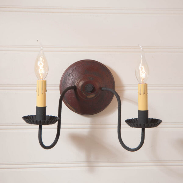 Americana Red Ashford Wall Sconce in Plantation Red Wired Sconces