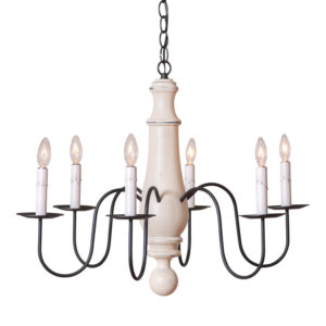 Rustic White 6-Arm Large Norfolk Wood Chandelier in Rustic White