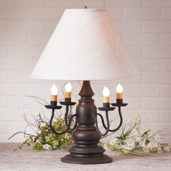 Americana Black Harrison Lamp in Americana Black with Linen Fabric Shade Lamps