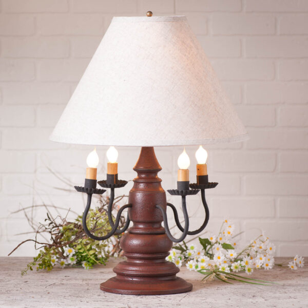 Americana Plantation Red Harrison Lamp in  Americana Red with Linen Fabric Shade Lamps