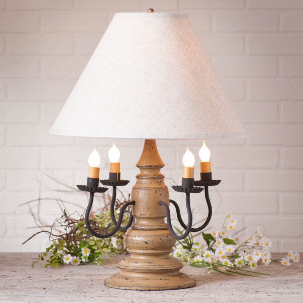 Americana Pearwood Harrison Lamp in Americana Pearwood with Linen Fabric Shade Lamps