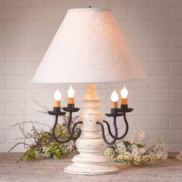 Americana White Harrison Lamp in Americana White with Linen Fabric Shade Lamps