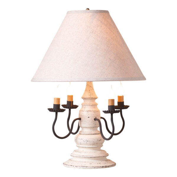 Americana White Harrison Lamp in Americana White with Linen Fabric Shade