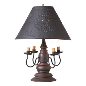 Americana Espresso with Red Stripe Harrison Lamp in Americana Espresso with Textured MetalShade