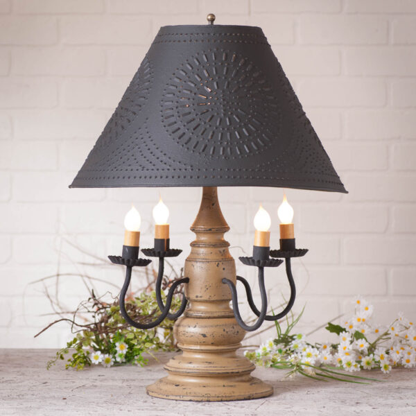 Americana Pearwood Harrison Lamp in Americana Pearwood with Textured Metal Shade Lamps