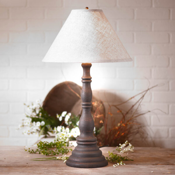 Hartford Black Davenport Wood Table Lamp in Hartford Black with Fabric Linen Shade Lamps