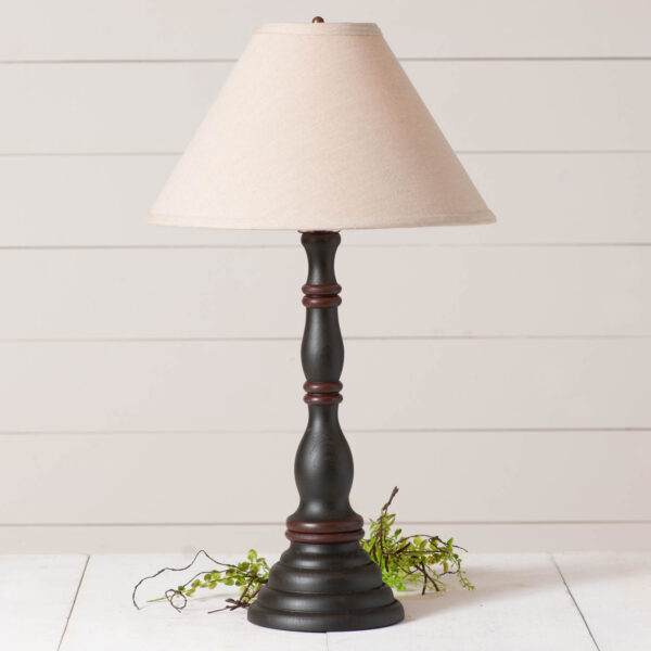 Rustic Black Devenport Wood Table Lamp in Rustic Black with Fabric Linen Shade Lamps