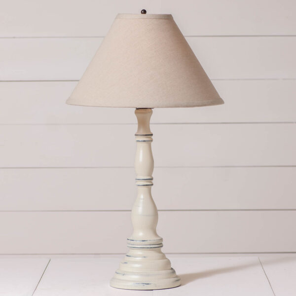 Rustic White Davenport Wood Table Lamp in Rustic White with Fabric Linen Shade Lamps
