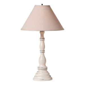 Rustic White Davenport Wood Table Lamp in Rustic White with Fabric Linen Shade