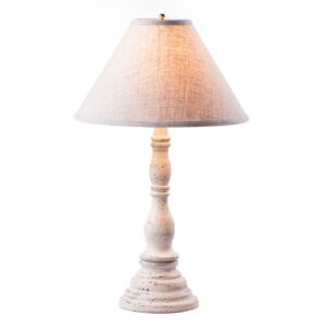 Americana White Davenport Wood Table Lamp in Americana White with Fabric Linen Shade