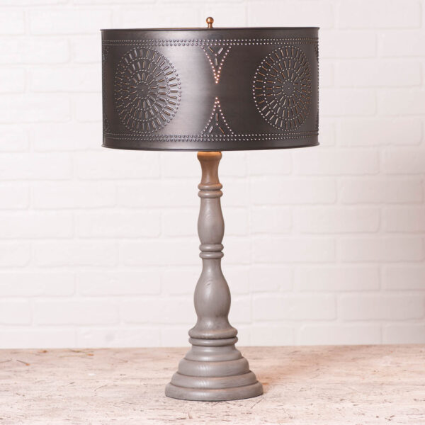 Earl Gray Davenport Wood Table Lamp in Earl Gray with Drum Shade Lamps