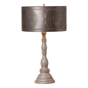 Earl Gray Davenport Wood Table Lamp in Earl Gray with Drum Shade