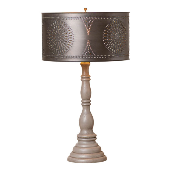 Earl Gray Davenport Wood Table Lamp in Earl Gray with Drum Shade