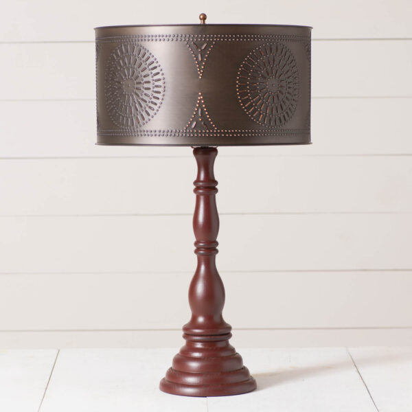 Rustic Red Davenport Wood Table Lamp in Rustic Red with Drum Shade Lamps