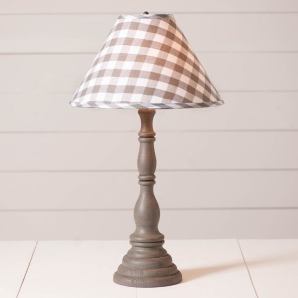 Earl Gray Davenport Wood Table Lamp in Earl Gray with Fabric Gray Check Shade Lamps