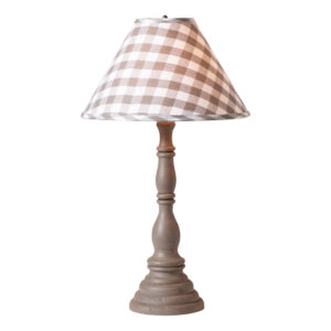 Earl Gray Davenport Wood Table Lamp in Earl Gray with Fabric Gray Check Shade