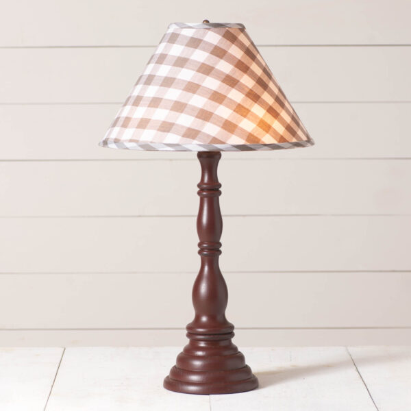 Rustic Red Davenport Wood Table Lamp in Rustic Red with Fabric Gray Check Shade Lamps