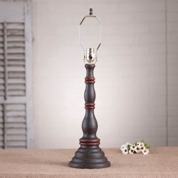 Americana Espresso with Red Stripe Davenport Wood Table Lamp Base in Americana Espresso Lamp Bases