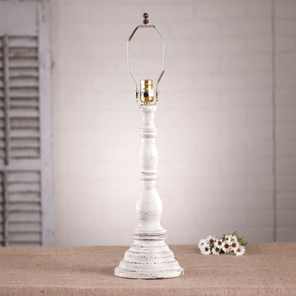 Americana White Davenport Wood Table Lamp Base in Americana White Lamp Bases