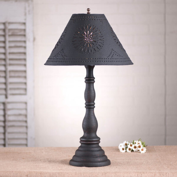 Hartford Black over Red Davenport Wood Table Lamp in Hartford Black with Textured Metal Shade Lamps