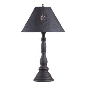 Hartford Black over Red Davenport Wood Table Lamp in Hartford Black with Textured Metal Shade