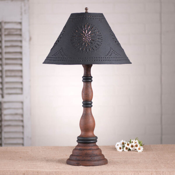 Hartford Pumpkin over Black Davenport Wood Table Lamp in Hartford Pumpkin with Textured Metal Shade Lamps