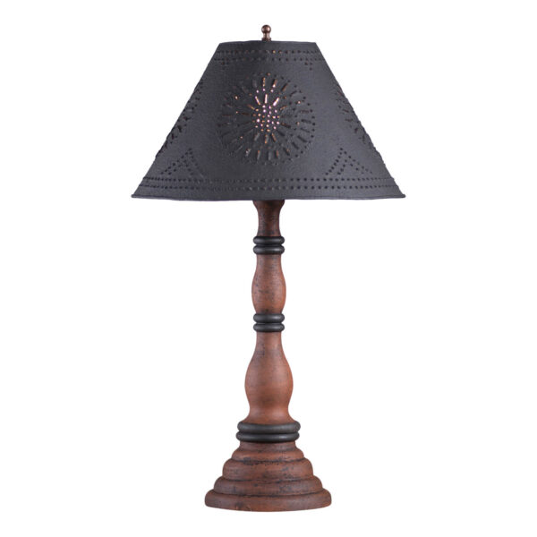 Hartford Pumpkin over Black Davenport Wood Table Lamp in Hartford Pumpkin with Textured Metal Shade