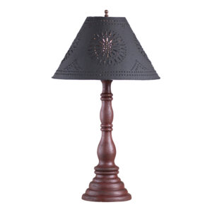Americana Plantation Red Davenport Wood Table Lamp in Americana Red with Textured Metal Shade