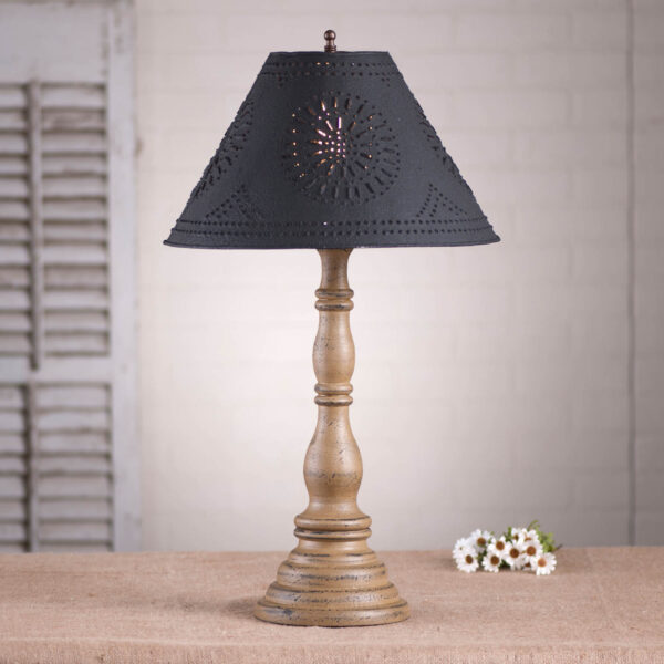 Americana Pearwood Davenport Wood Table Lamp in Americana Pearwood with Textured Metal Shade Lamps