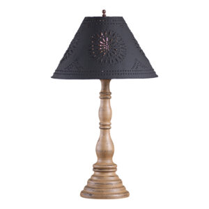 Americana Pearwood Davenport Wood Table Lamp in Americana Pearwood with Textured Metal Shade