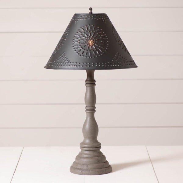 Earl Gray Devenport Wood Table Lamp in Earl Gray with Metal Tapered Shade Lamps