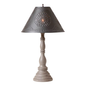 Earl Gray Devenport Wood Table Lamp in Earl Gray with Metal Tapered Shade