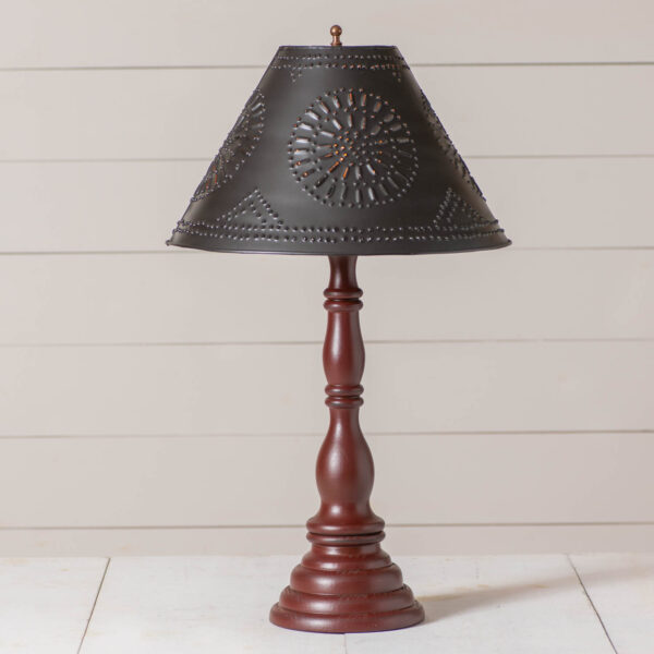 Rustic Red Davenport Wood Table Lamp in Rustic Red with Metal Tapered Shade Lamps