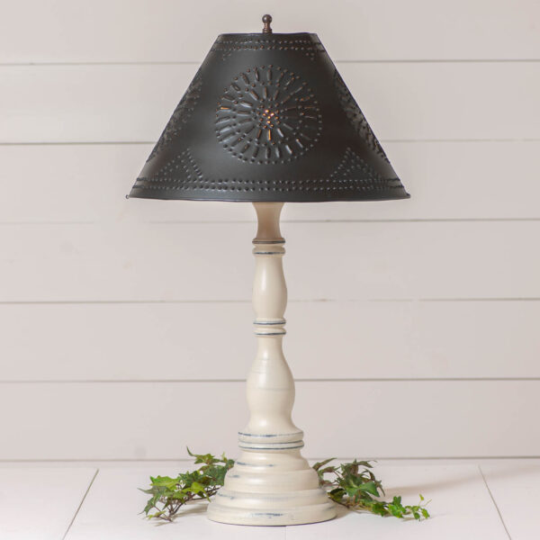 Rustic White Davenport Wood Table Lamp in Rustic White with Metal Tapered Shade Lamps