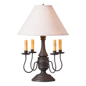 Hartford Black over Red Jamestown Wood Table Lamp in Hartford Black with Fabric Linen Shade