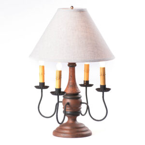 Hartford Pumpkin over Black Jamestown Wood Table Lamp in Hartford Pumpkin with Fabric Linen Shade