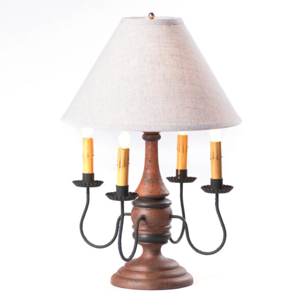 Hartford Pumpkin over Black Jamestown Wood Table Lamp in Hartford Pumpkin with Fabric Linen Shade