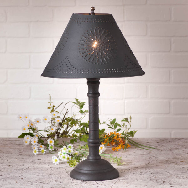 Hartford Black over Red Gatlin Wood Table Lamp in Hartford Black with Textured Metal Shade Lamps