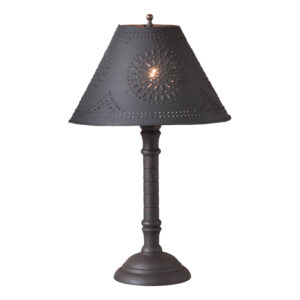 Hartford Black over Red Gatlin Wood Table Lamp in Hartford Black with Textured Metal Shade